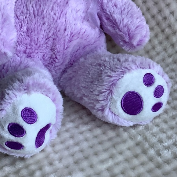 Hug Fun Purple Plush Bunny Rabbit Stuffed Animal Toy Purple Bow Embroidered Feet - Picture 4 of 12